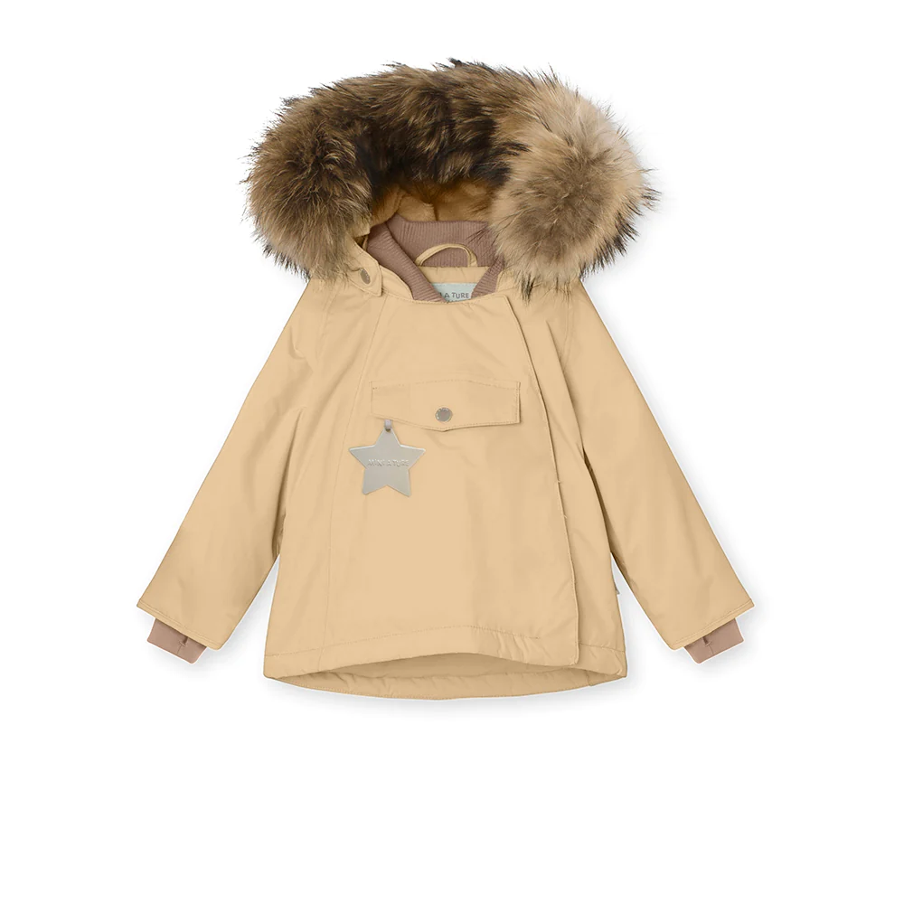 Wang Fleece Lined Winter Jacket w/fur-Semolina sand