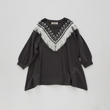 Load image into Gallery viewer, ZigZag Fringe Long Tee-charcoal
