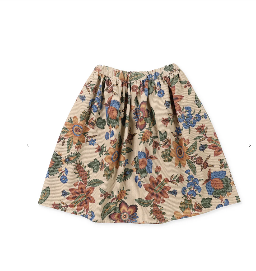 Botanical Print Corduroy Skirt