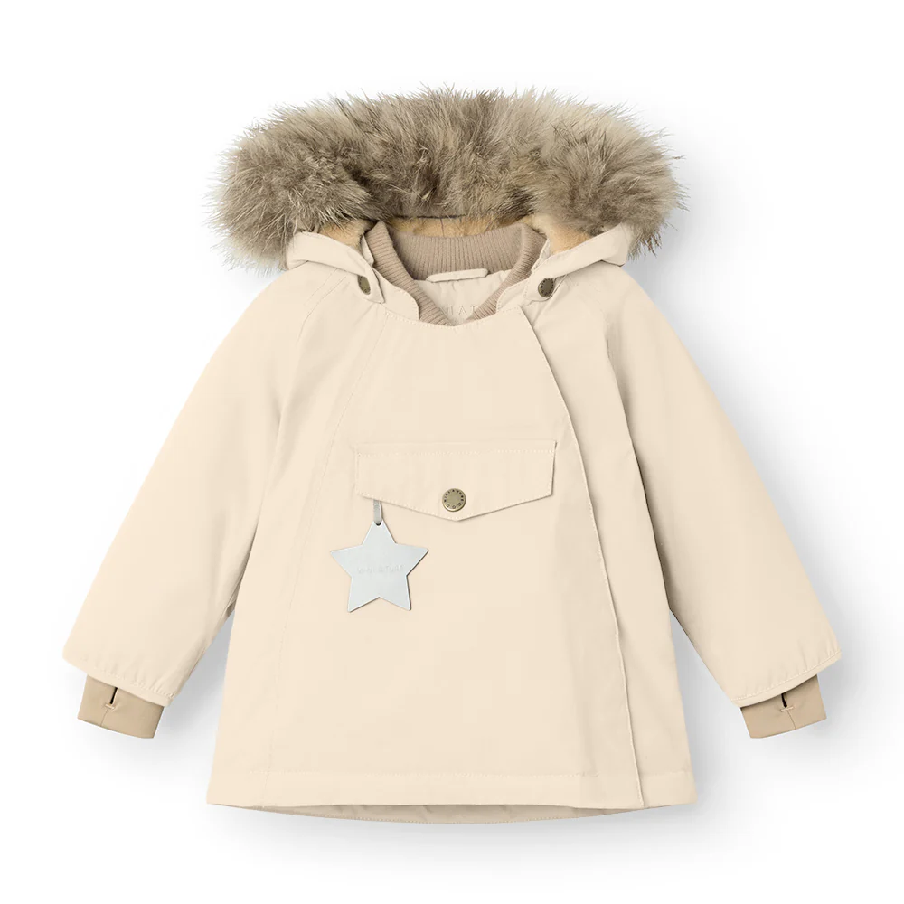 MATWANG fleece lined winter jacket fur. GRS-Angora cream