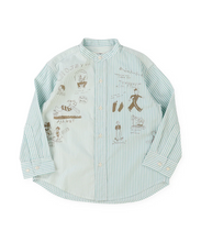 Load image into Gallery viewer, London Striped Broadcloth Scribble Shirt-22580106-28LGN
